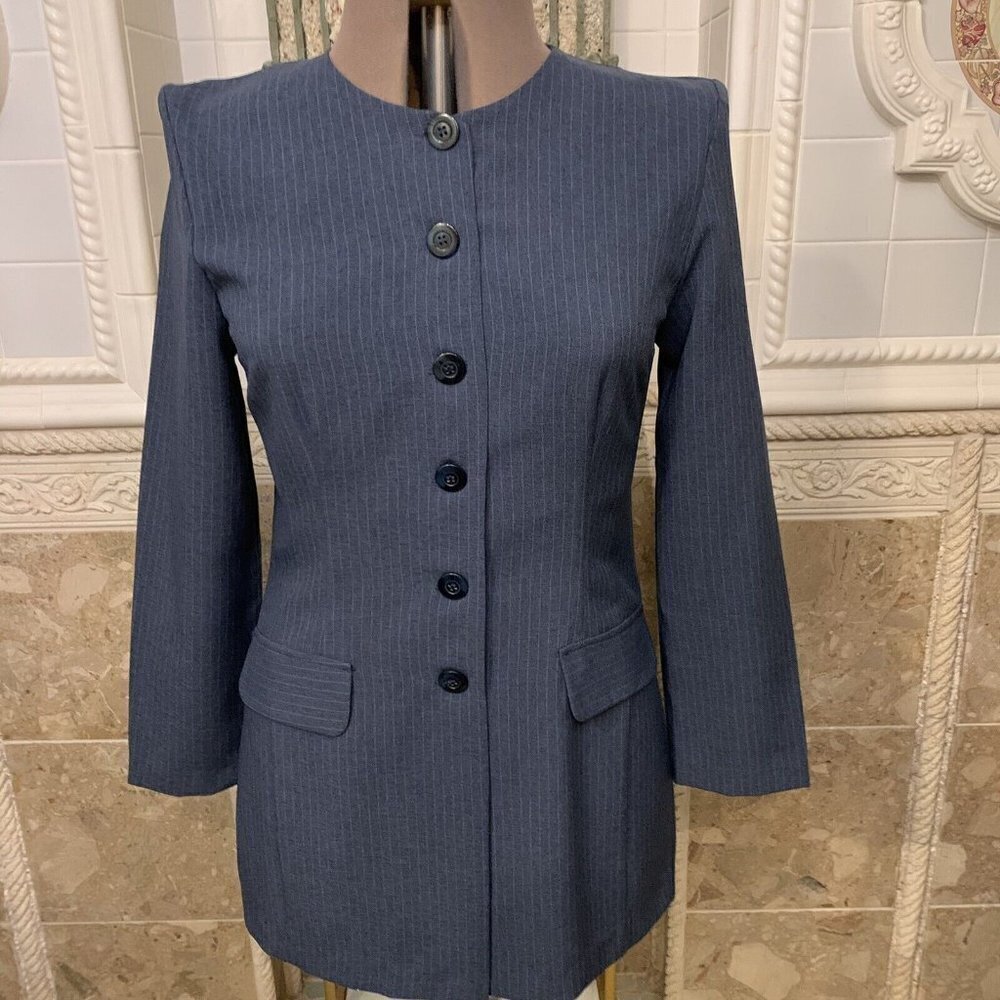 Vito De Pinto. Sz 12. Button Up Lightweight Pinstripe Jacket. Long Sleeve. B72